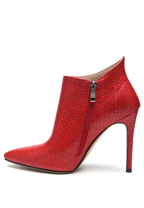Red WOVEN TEXTURE STILETTO BOOT