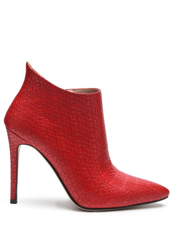 Red WOVEN TEXTURE STILETTO BOOT