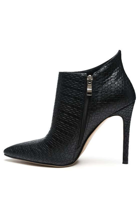 Black WOVEN TEXTURE STILETTO BOOT