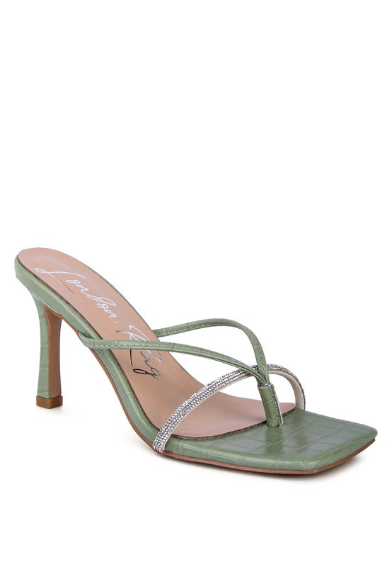 Mint RHINESTONE SLIDER SANDALS