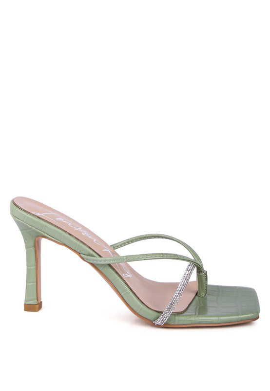 Mint RHINESTONE SLIDER SANDALS