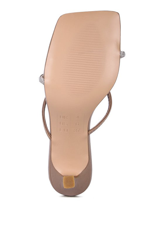 Taupe RHINESTONE SLIDER SANDALS