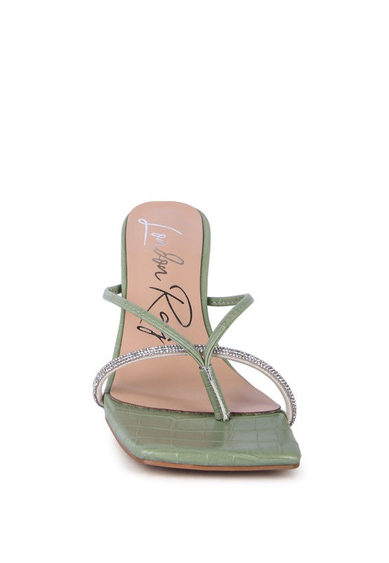 Mint RHINESTONE SLIDER SANDALS