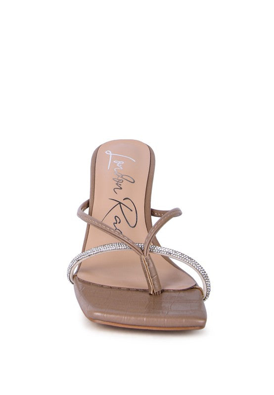SANDALIAS DESLIZANTES DE COCODRILO CON DIAMANTES DE PIEDRA FETISH