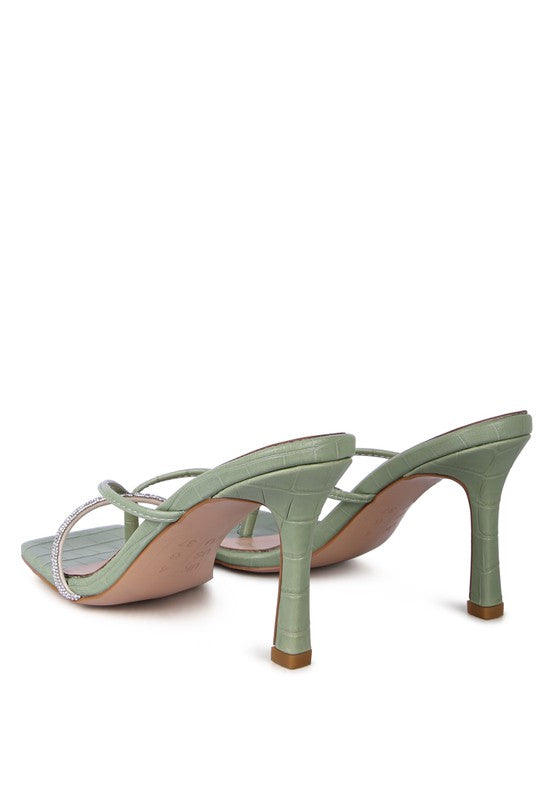Mint RHINESTONE SLIDER SANDALS