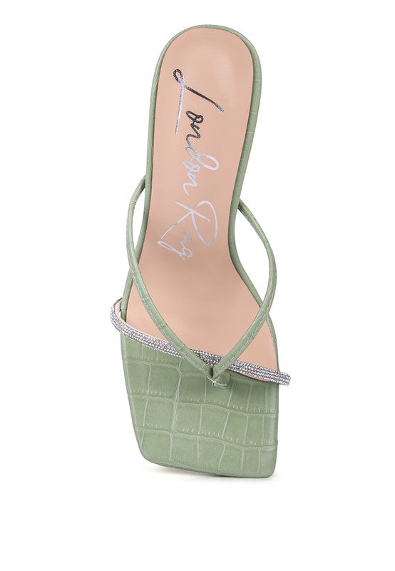 Mint RHINESTONE SLIDER SANDALS
