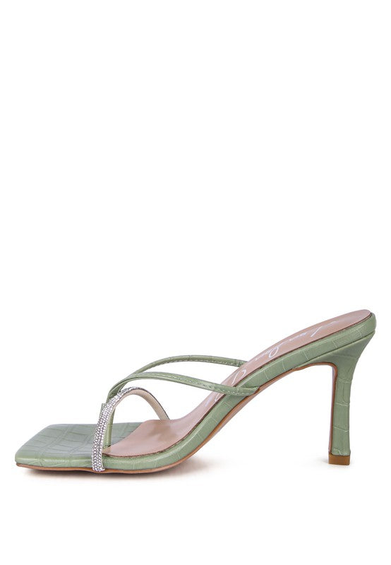 Mint RHINESTONE SLIDER SANDALS