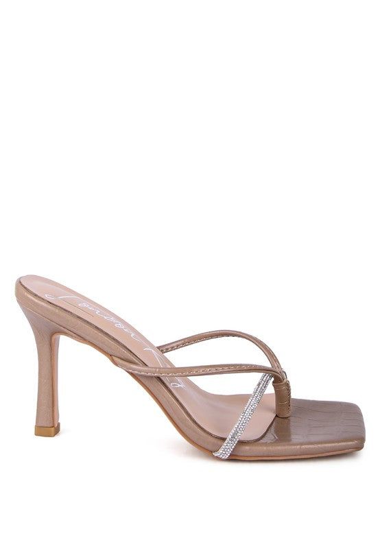 SANDALIAS DESLIZANTES DE COCODRILO CON DIAMANTES DE PIEDRA FETISH