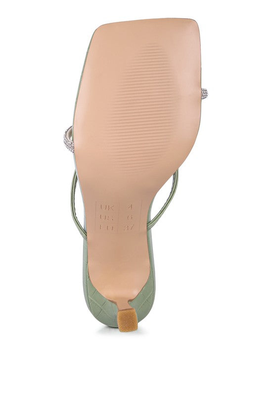 Bottom Mint RHINESTONE SLIDER SANDALS
