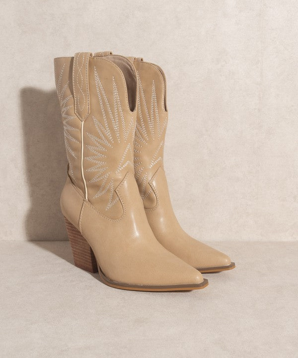 Almond Starburst Embroidery Boots