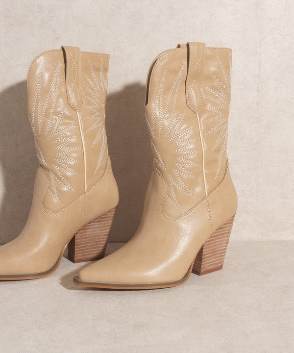 Almond Starburst Embroidery Boots