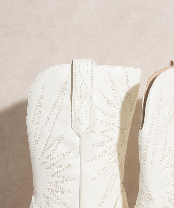 White Starburst Embroidery Boots