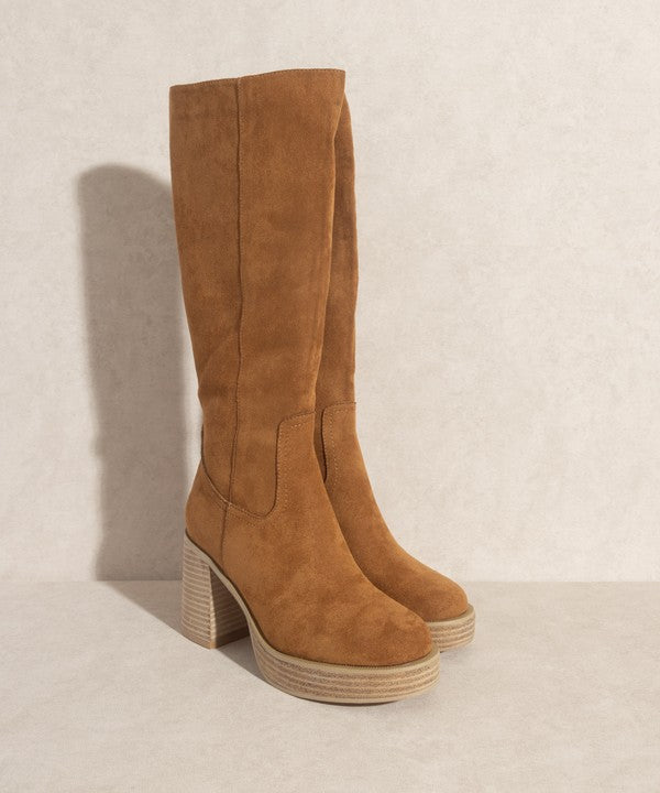 Suede Camel Oasis Society Juniper - Platform Knee-High Boots