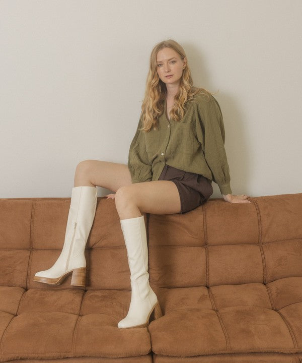 White Oasis Society Juniper - Platform Knee-High Boots