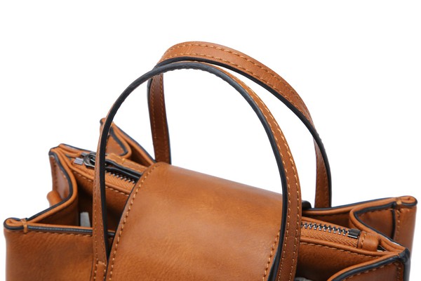 Tan Women Crossbody Tote bag Small Triple Compartments