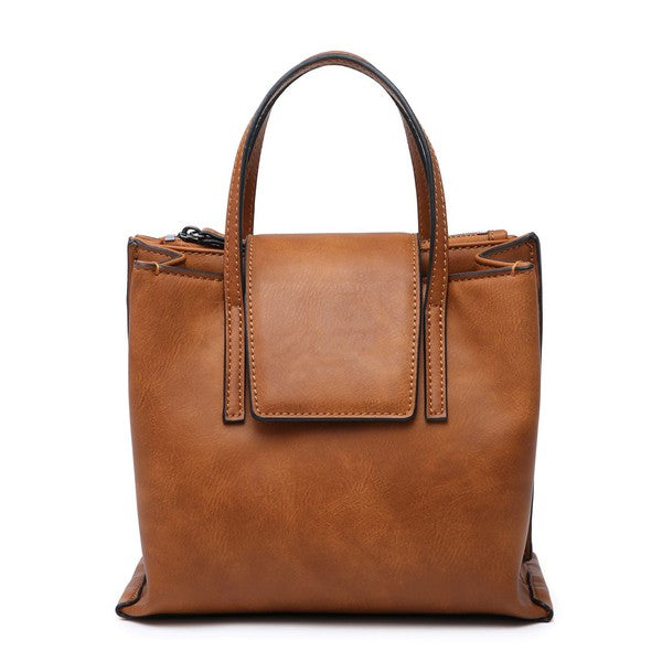 Tan Women Crossbody Tote bag Small Triple Compartments