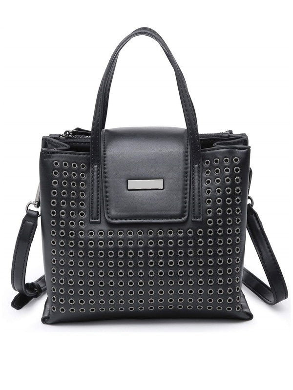 Black Women Crossbody Tote bag Small Triple Compartments