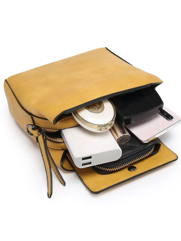 Tan  small crossbody bag triple multipockets