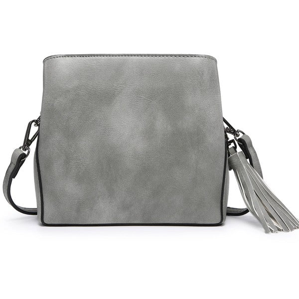 Grey  small crossbody bag triple multipockets