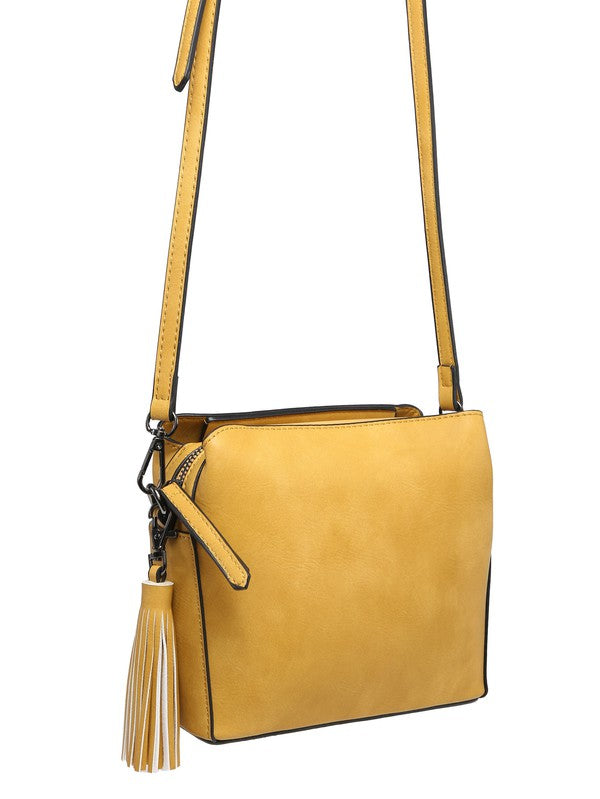 Tan  small crossbody bag triple multipockets