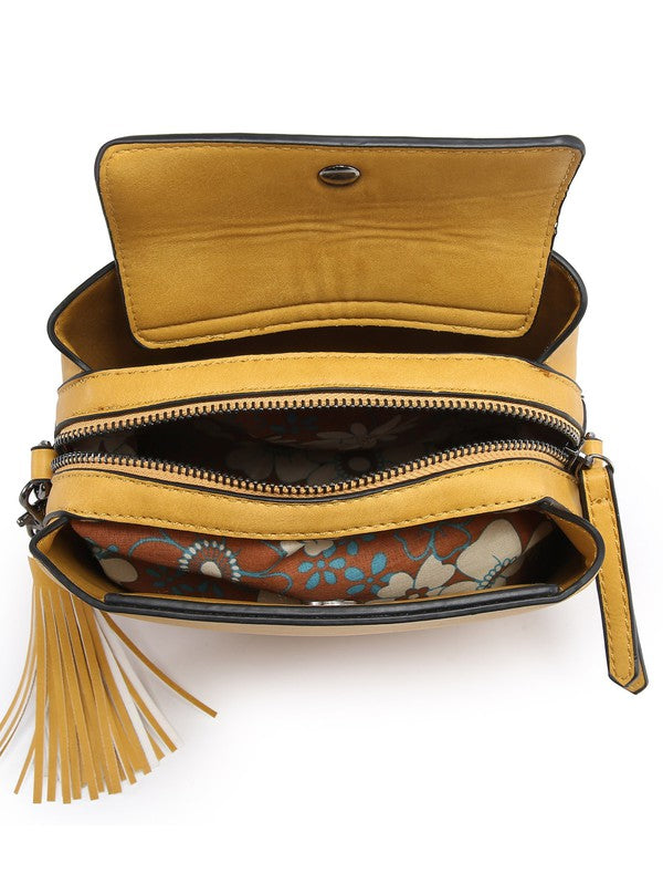 Tan  small crossbody bag triple multipockets