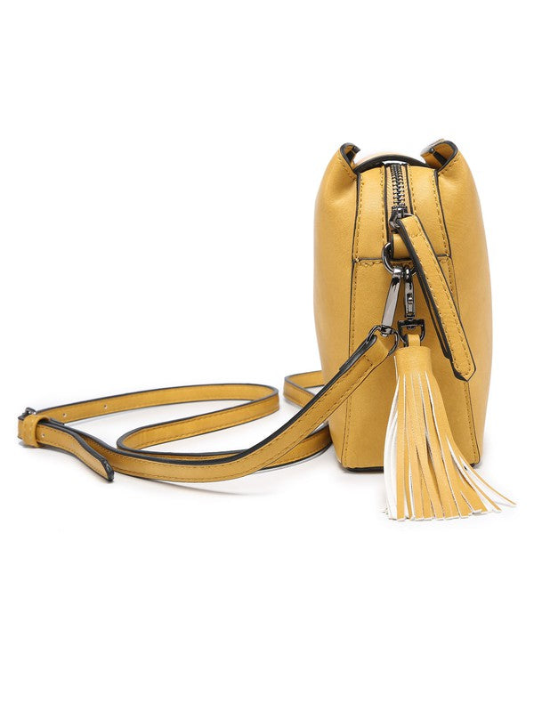 Tan  small crossbody bag triple multipockets