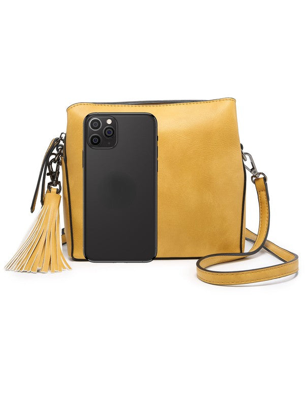 Tan  small crossbody bag triple multipockets