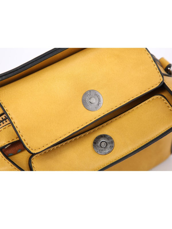 Tan  small crossbody bag triple multipockets