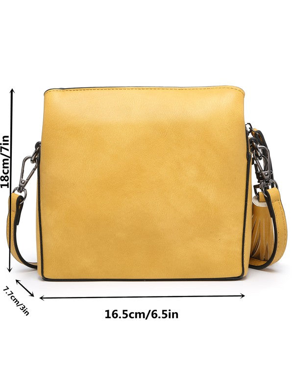 Tan  small crossbody bag triple multipockets