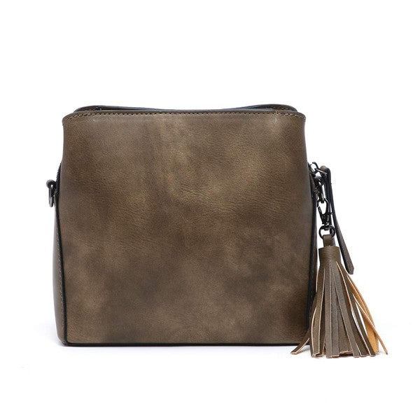 Olive  small crossbody bag triple multipockets