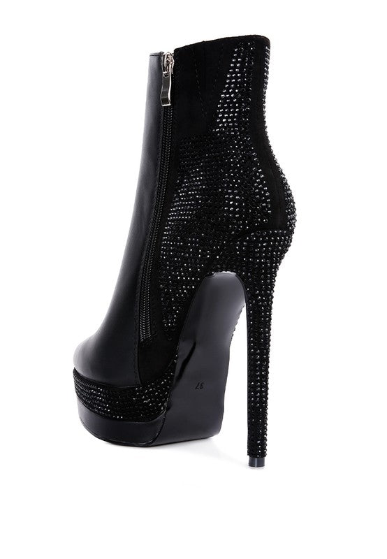 Diamante Set High Heeled Ankle Boot