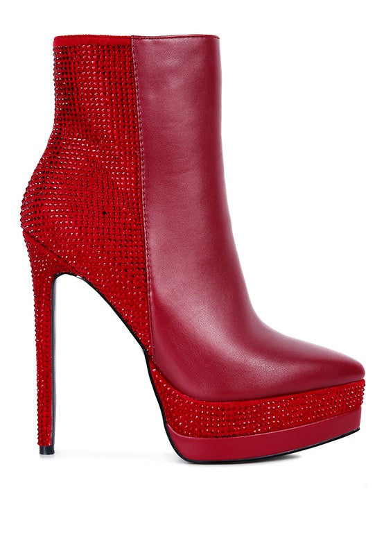 Diamante Set High Heeled Ankle Boot