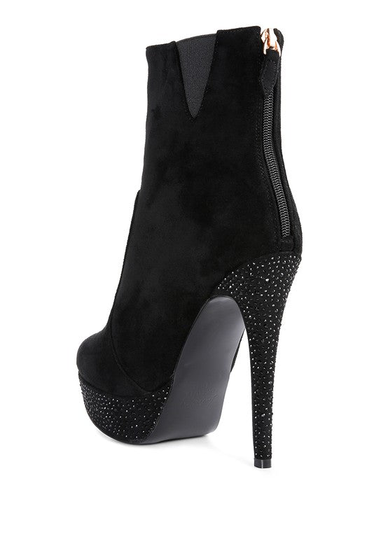Black Espiree Microfiber High Heeled Ankle Boots