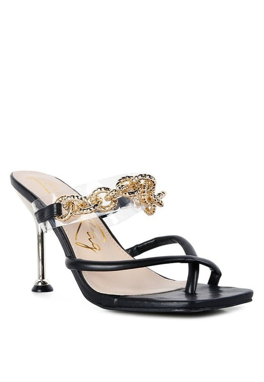Sandalias de tacón adornadas con cadena de eslabones Social Bee