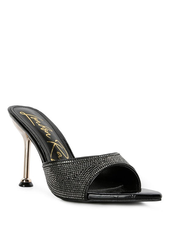 Black Sundai Diamante Ballroom Stiletto Sandals