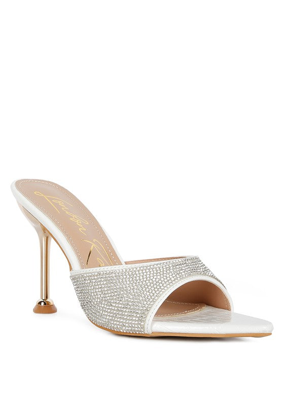 White Sundai Diamante Ballroom Stiletto Sandals