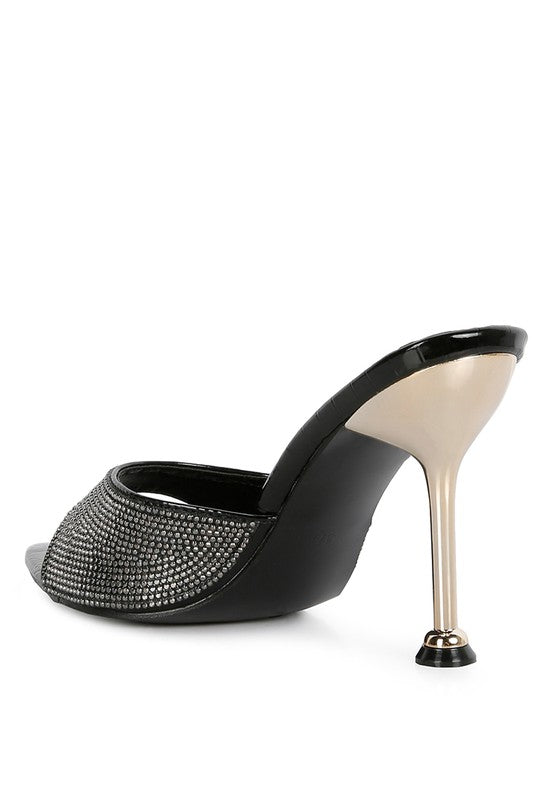 Black Sundai Diamante Ballroom Stiletto Sandals