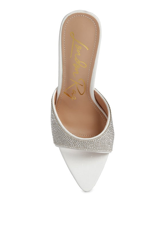 White Sundai Diamante Ballroom Stiletto Sandals