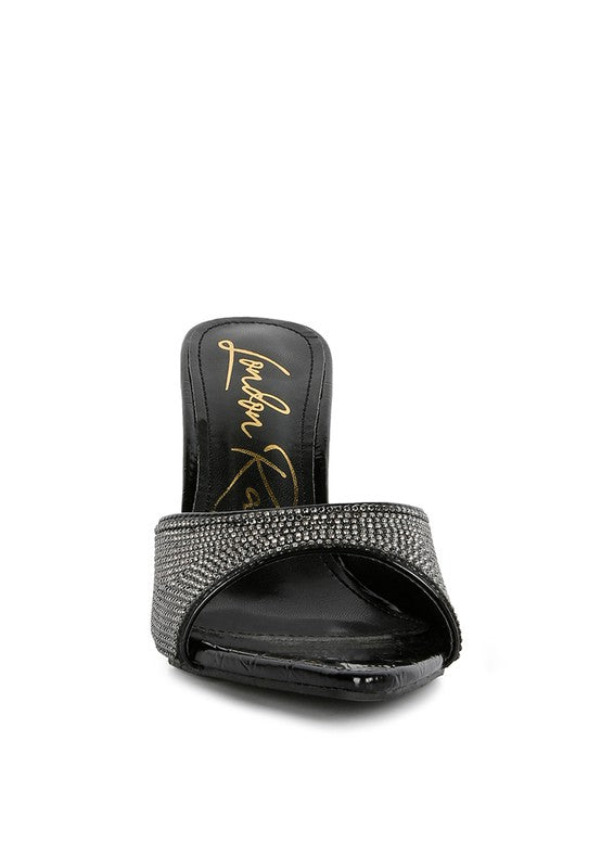 Black Sundai Diamante Ballroom Stiletto Sandals
