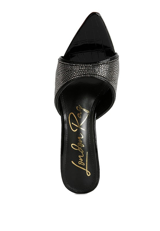 Black Sundai Diamante Ballroom Stiletto Sandals