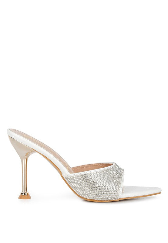 White Sundai Diamante Ballroom Stiletto Sandals