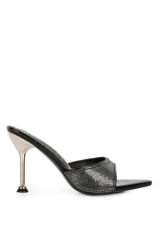 Black Sundai Diamante Ballroom Stiletto Sandals