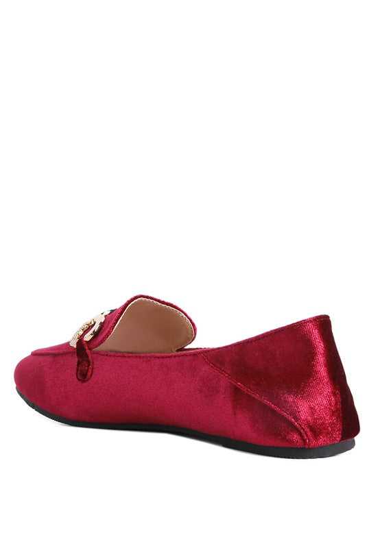 Burgundy Croc Textured Metal Show Detail Loafers