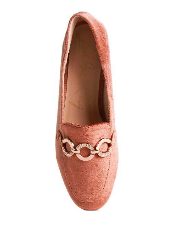 Brown Croc Textured Metal Show Detail Loafers