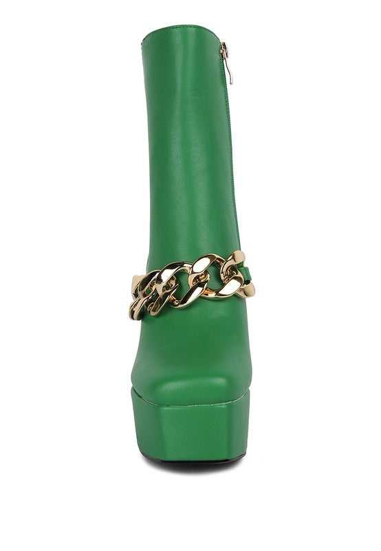 Green Bambini High Platform Ankle Boots