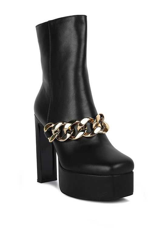 Black Bambini High Platform Ankle Boots