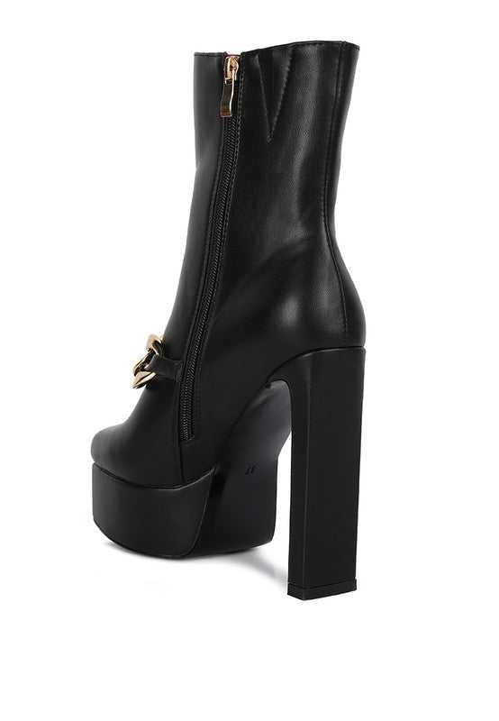 Black Bambini High Platform Ankle Boots