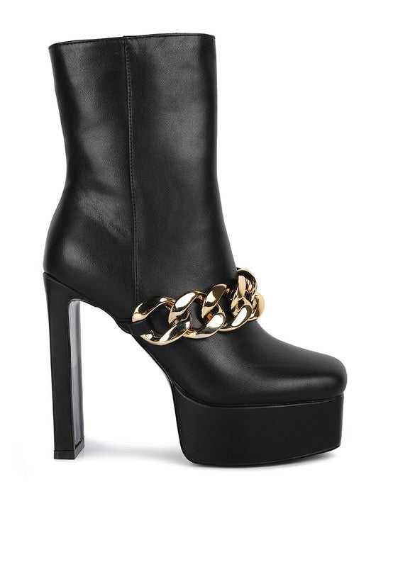 Black Bambini High Platform Ankle Boots
