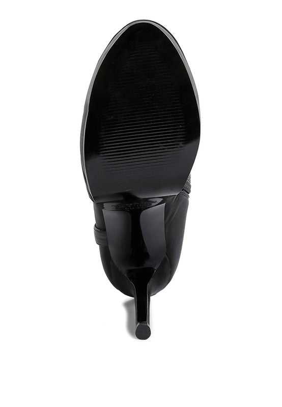 Black Satin Stiletto Ankle Boot