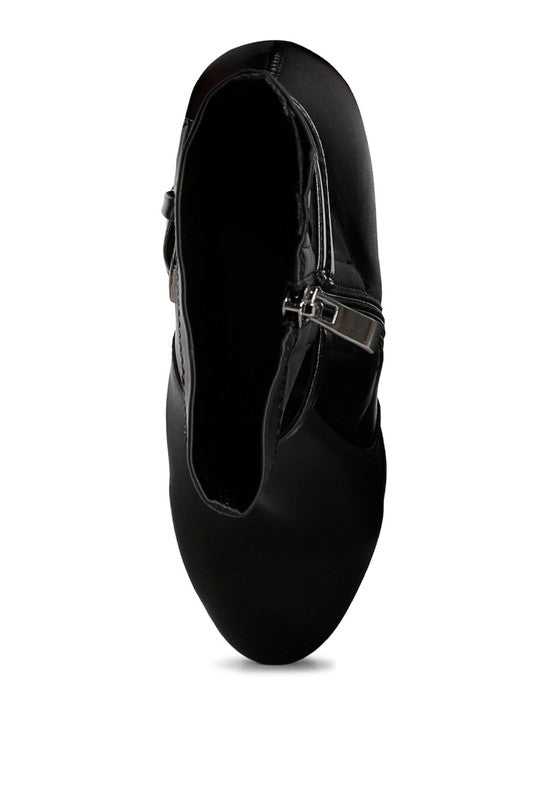 Black Satin Stiletto Ankle Boot